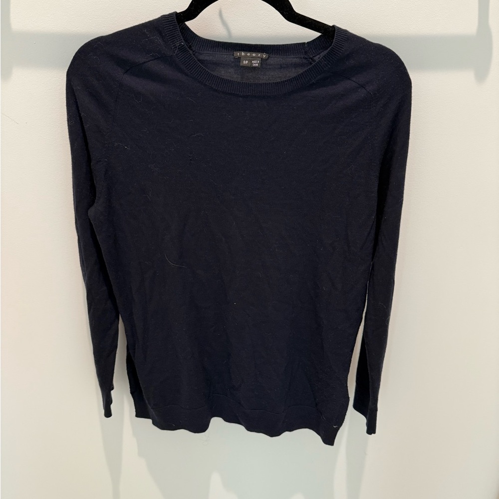 Theory Navy Crew Neck Sweater